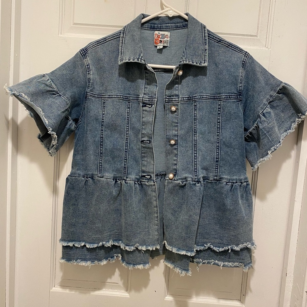 💁‍♀️🙋‍♀️Blue Blazer with Peplum Hem and Cropped Fit